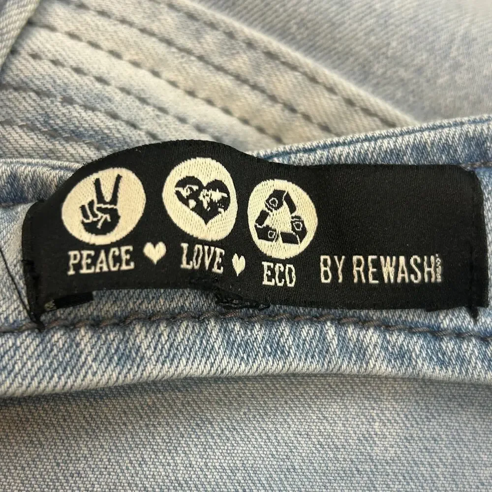 Peace Love Evo by Rewash Light Blue Denim Mini Dress Size Junior Small - Picture 6 of 8